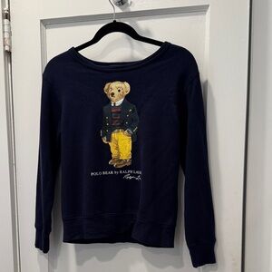 Ralph Lauren Dark Blue Sweatshirt with Polo Bear Graphic boys medium (10-12)